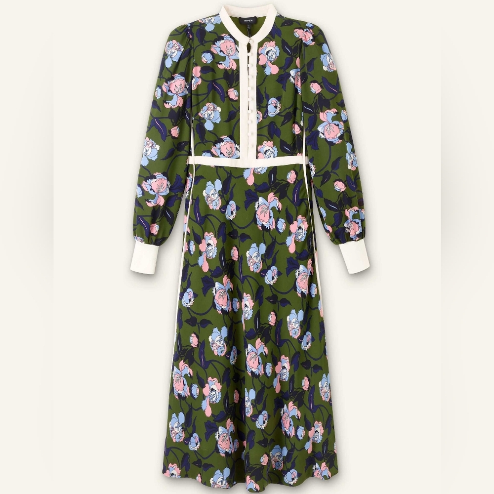 ME+EM Rose Print Panelled Midi Dress - Picture 7 of 7